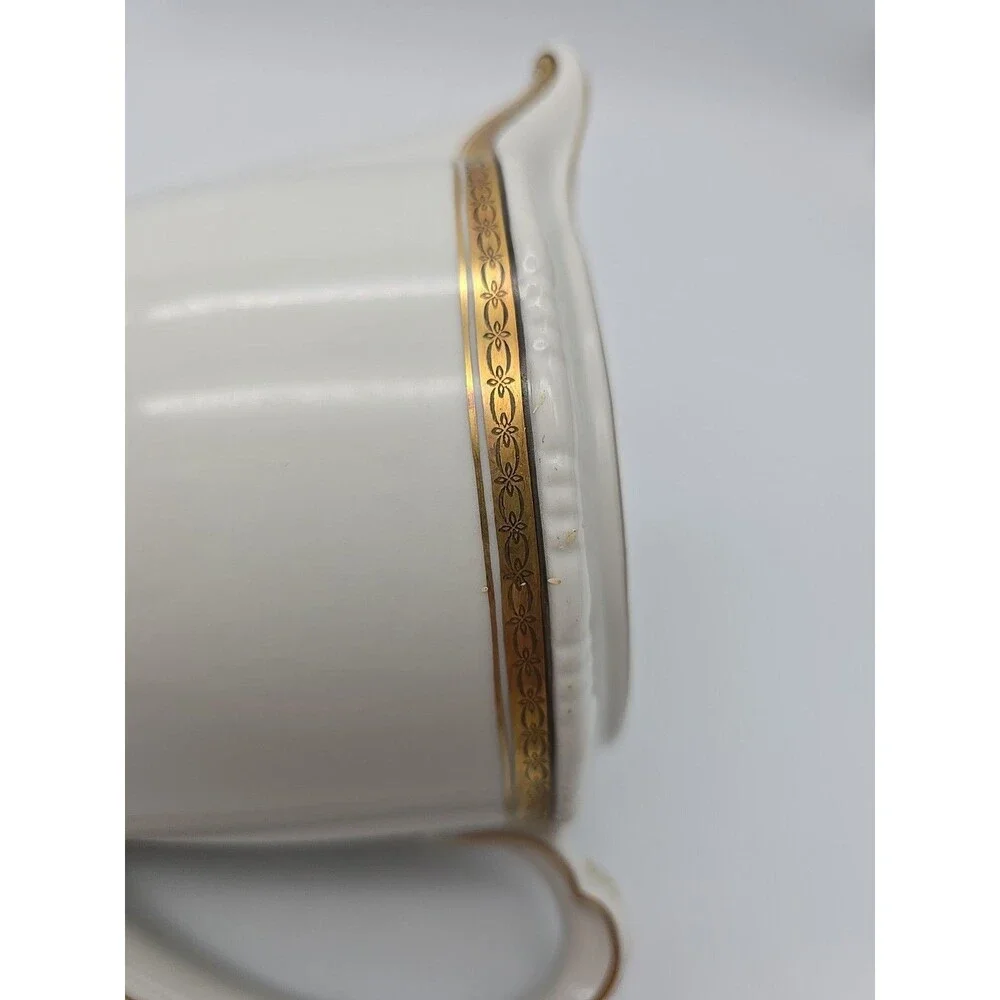 Rorstrand Sweden Porcelain Pitcher Fine China White & Gold Trim 6.5